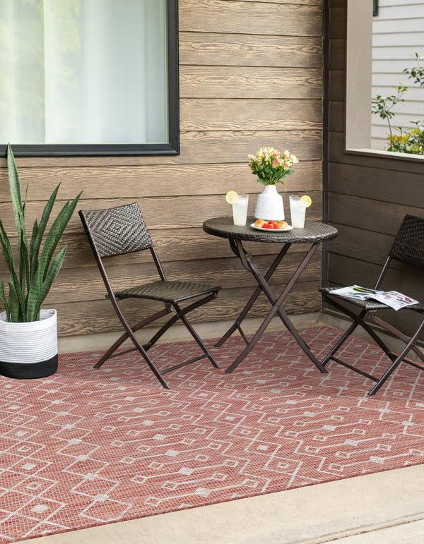 Garden Lattice Oasis Collection Area Rug -  Pergola (Rust Red) Rectangle Rust Red  lifestyle 20