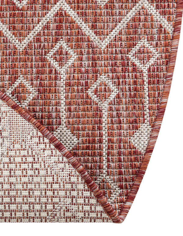 Garden Lattice Oasis Collection Area Rug -  Pergola (Rust Red) Round Rust Red  lifestyle 16