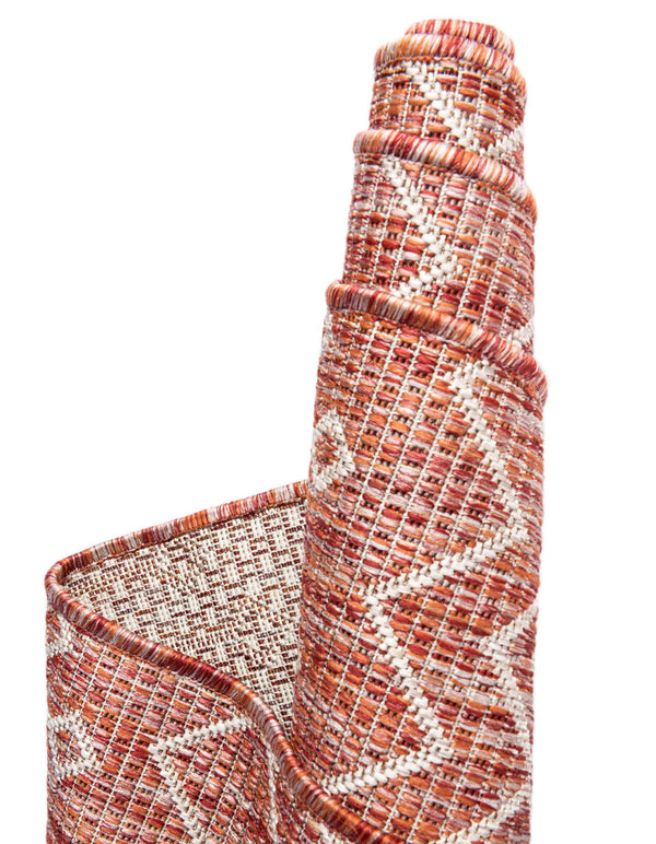 Garden Lattice Oasis Collection Area Rug -  Pergola (Rust Red) Round Rust Red  lifestyle 22
