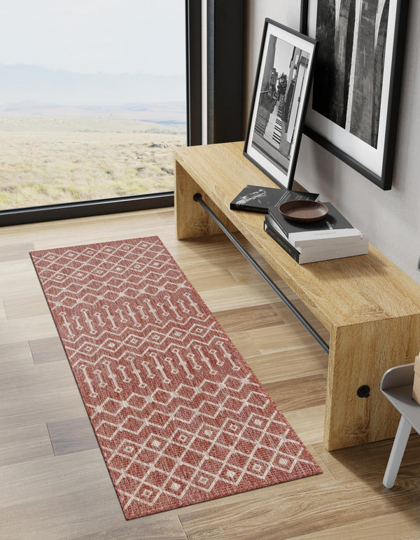 Garden Lattice Oasis Collection Area Rug -  Pergola (Rust Red) Runner Rust Red  lifestyle 18