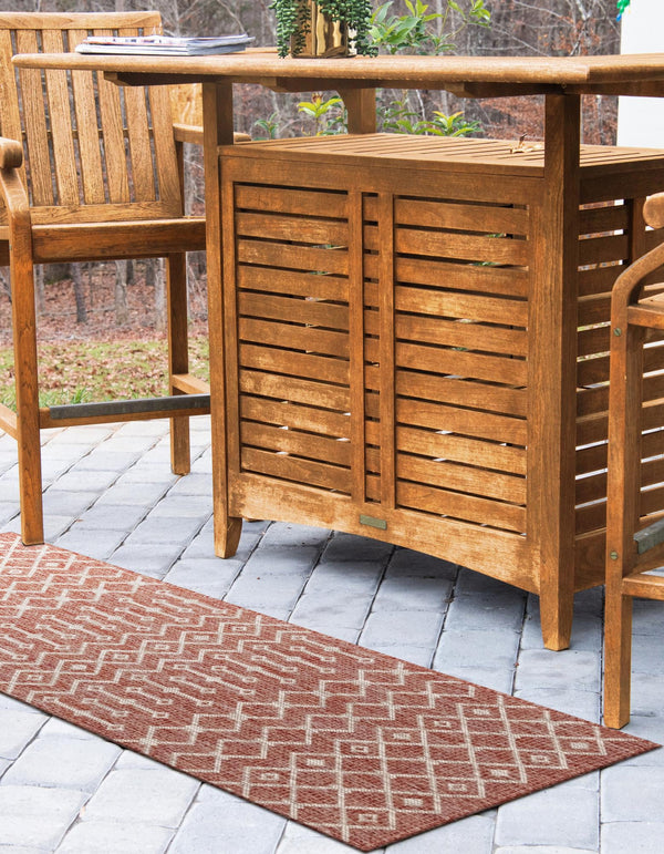 Garden Lattice Oasis Collection Area Rug -  Pergola (Rust Red) Runner Rust Red  lifestyle 21