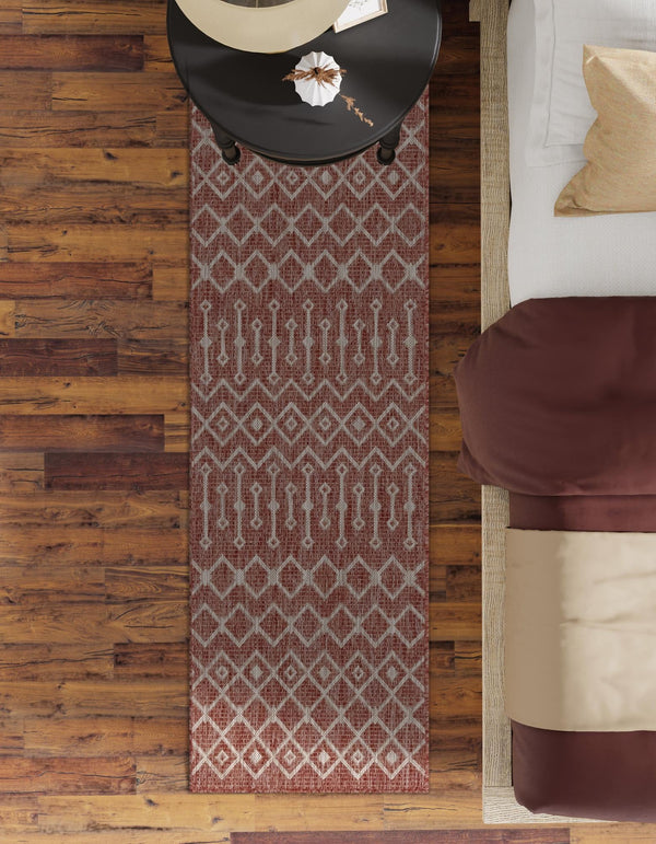 Garden Lattice Oasis Collection Area Rug -  Pergola (Rust Red) Runner Rust Red  lifestyle 24