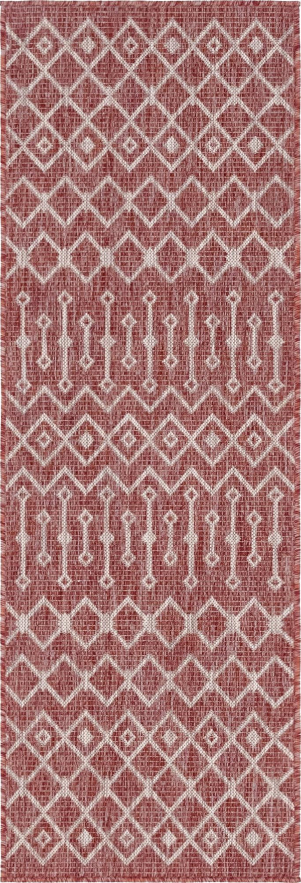 Garden Lattice Oasis Collection Area Rug -  Pergola (Rust Red) Runner Rust Red Main