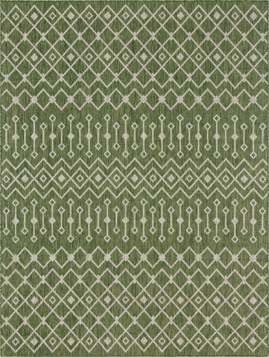 Garden Lattice Oasis Collection Area Rug -  Pergola (Green) Rectangle Green Main