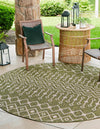 Garden Lattice Oasis Collection Area Rug -  Pergola (Green) Round Green  lifestyle 0