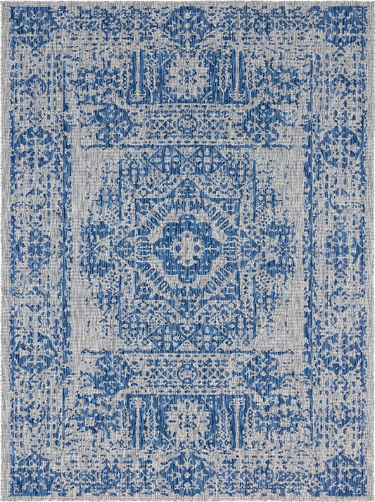 Patio Heritage Collection Area Rug - Savannah (Blue) Rectangle Blue Main
