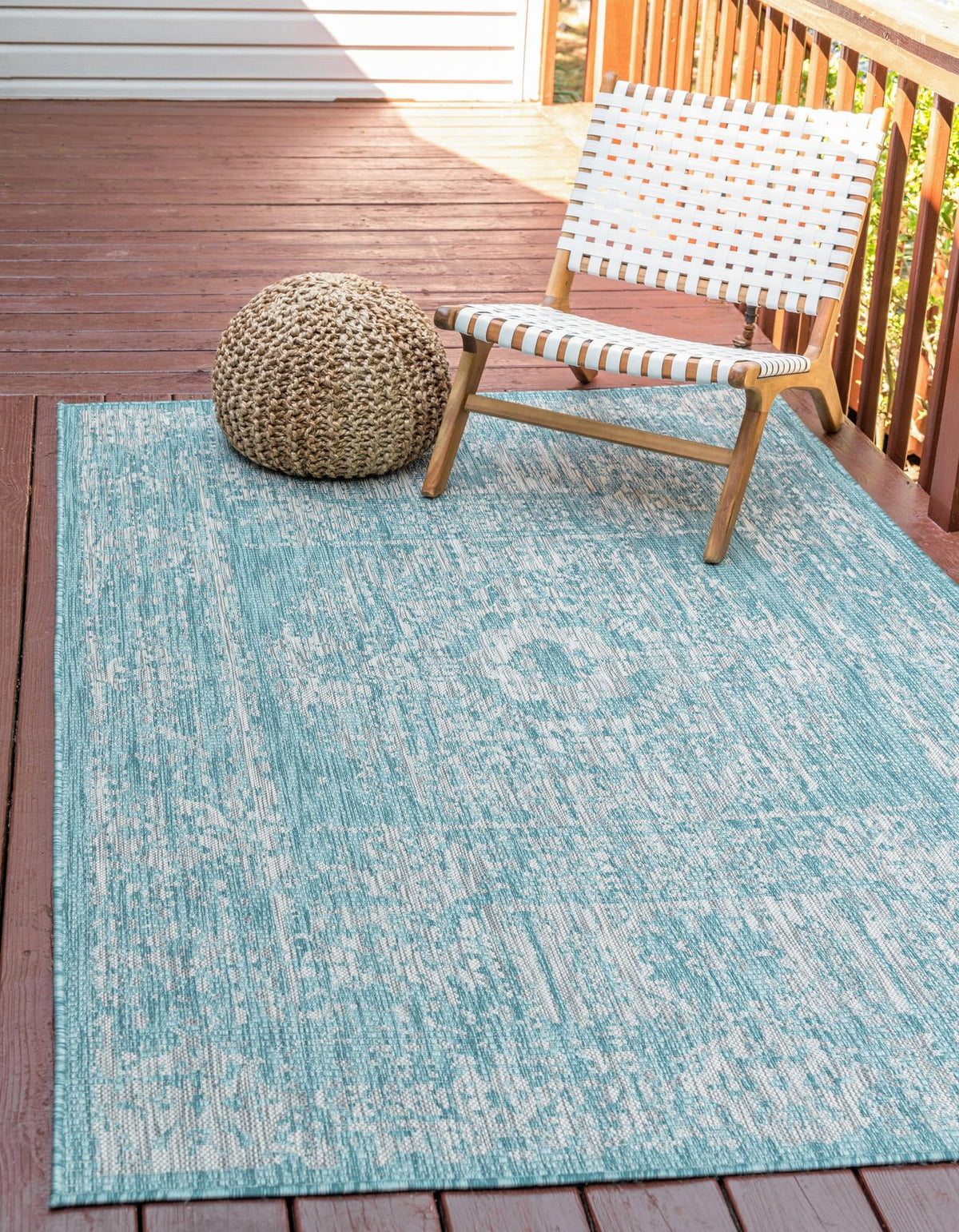 Patio Heritage Collection Area Rug - Savannah (Light Aqua) Rectangle Light Aqua  lifestyle 4