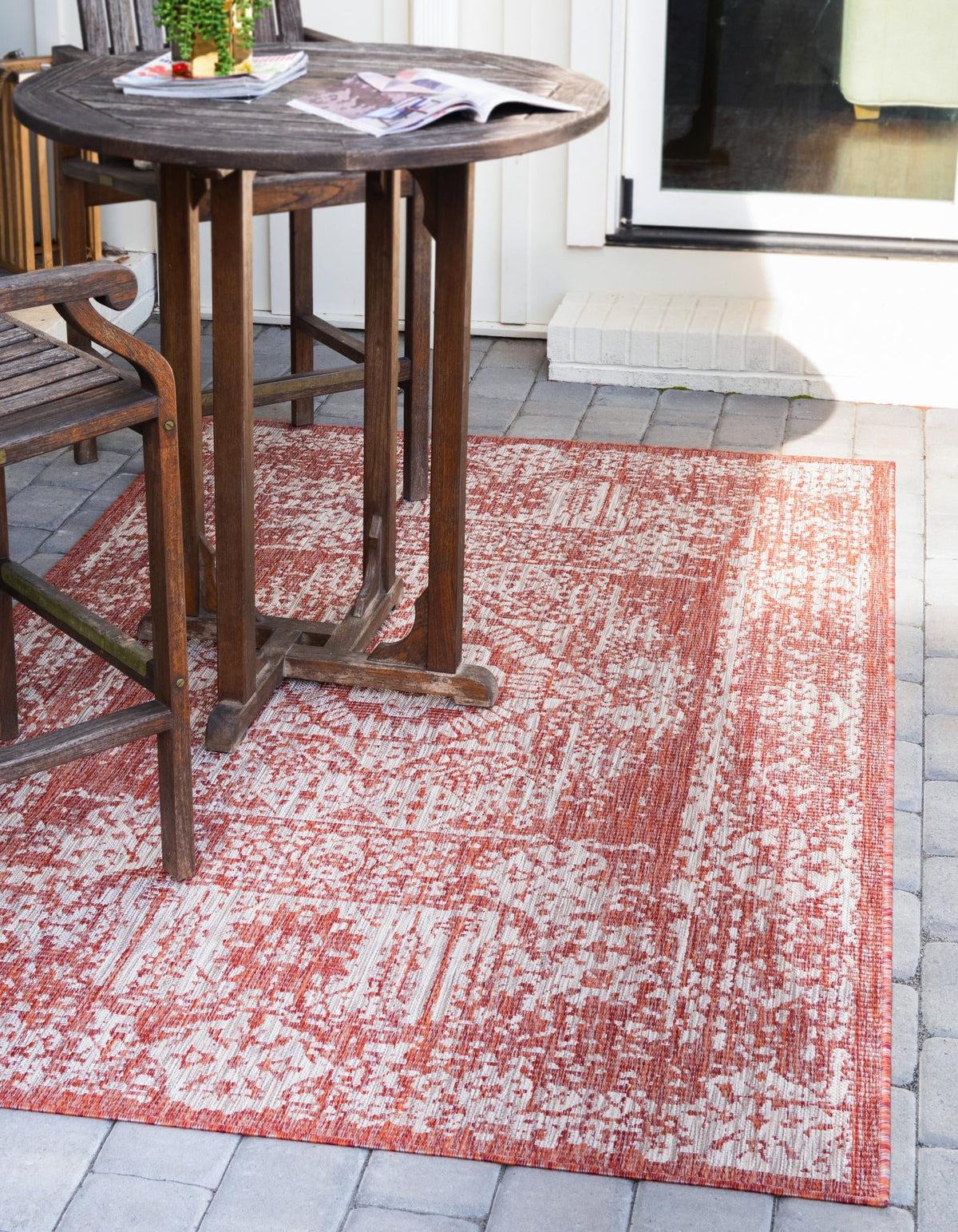 Patio Heritage Collection Area Rug - Savannah (Rust Red) Rectangle Rust Red  lifestyle 2