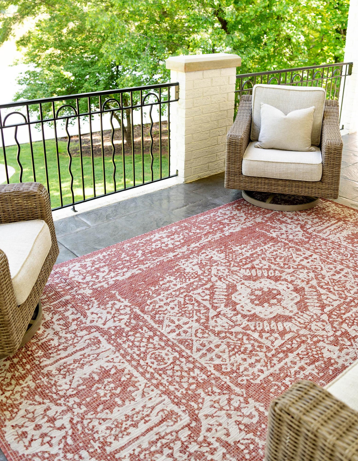 Patio Heritage Collection Area Rug - Savannah (Rust Red) Rectangle Rust Red  lifestyle 3