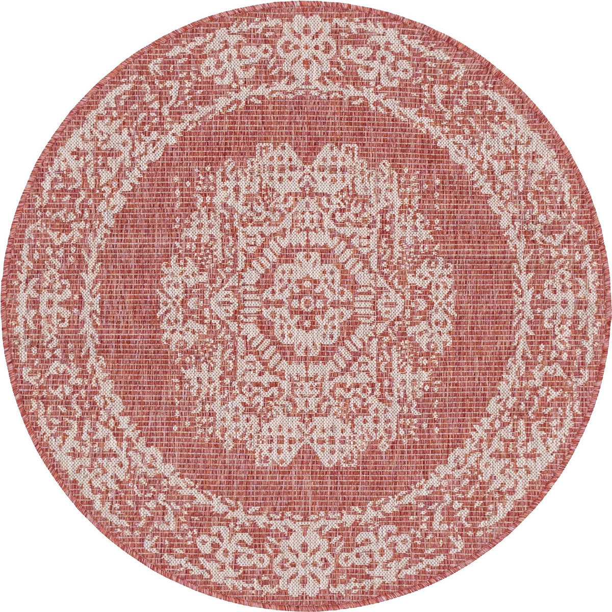 Patio Heritage Collection Area Rug - Savannah (Rust Red) Round Rust Red  lifestyle 17