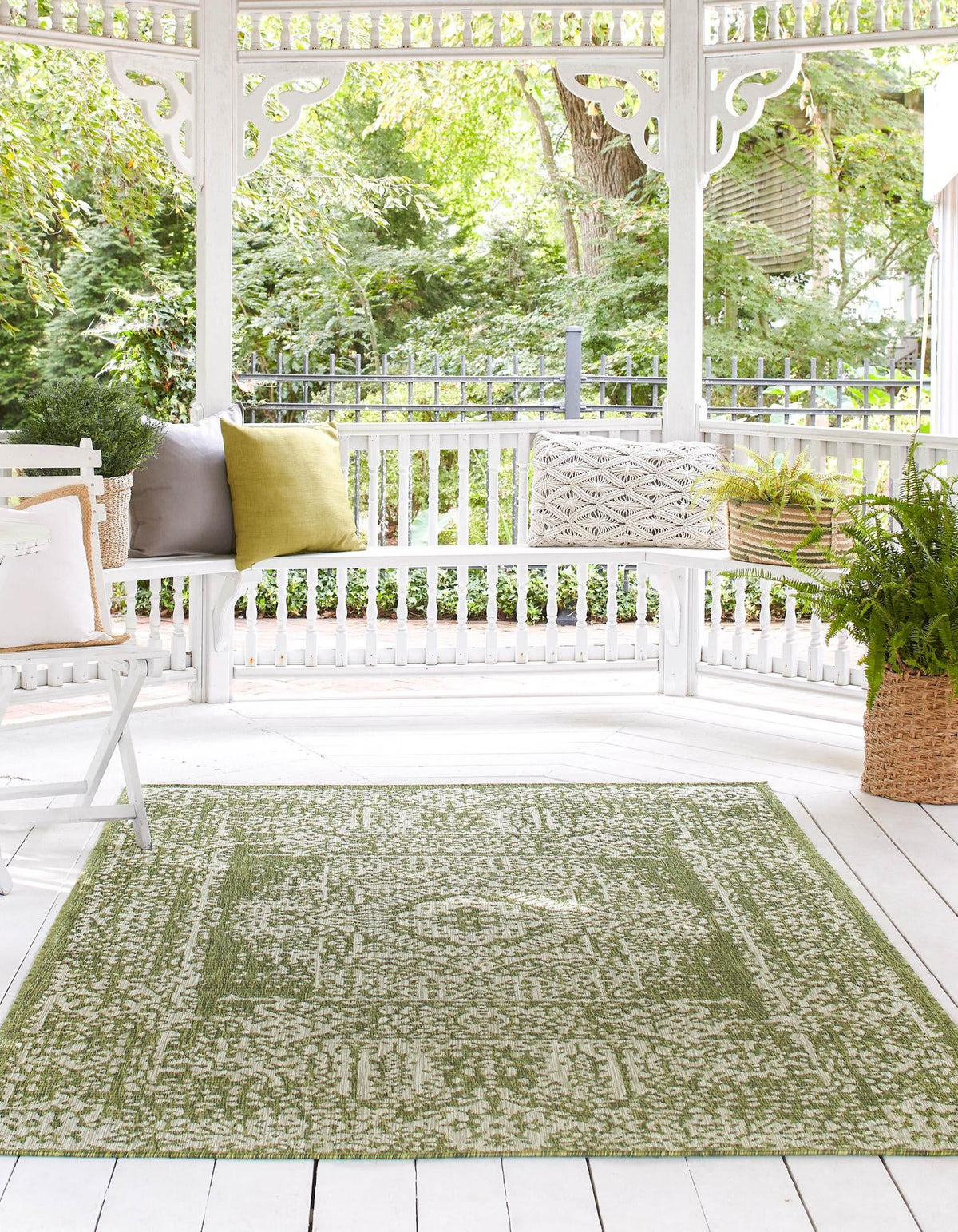 Patio Heritage Collection Area Rug - Savannah (Green) Rectangle Green  lifestyle 3