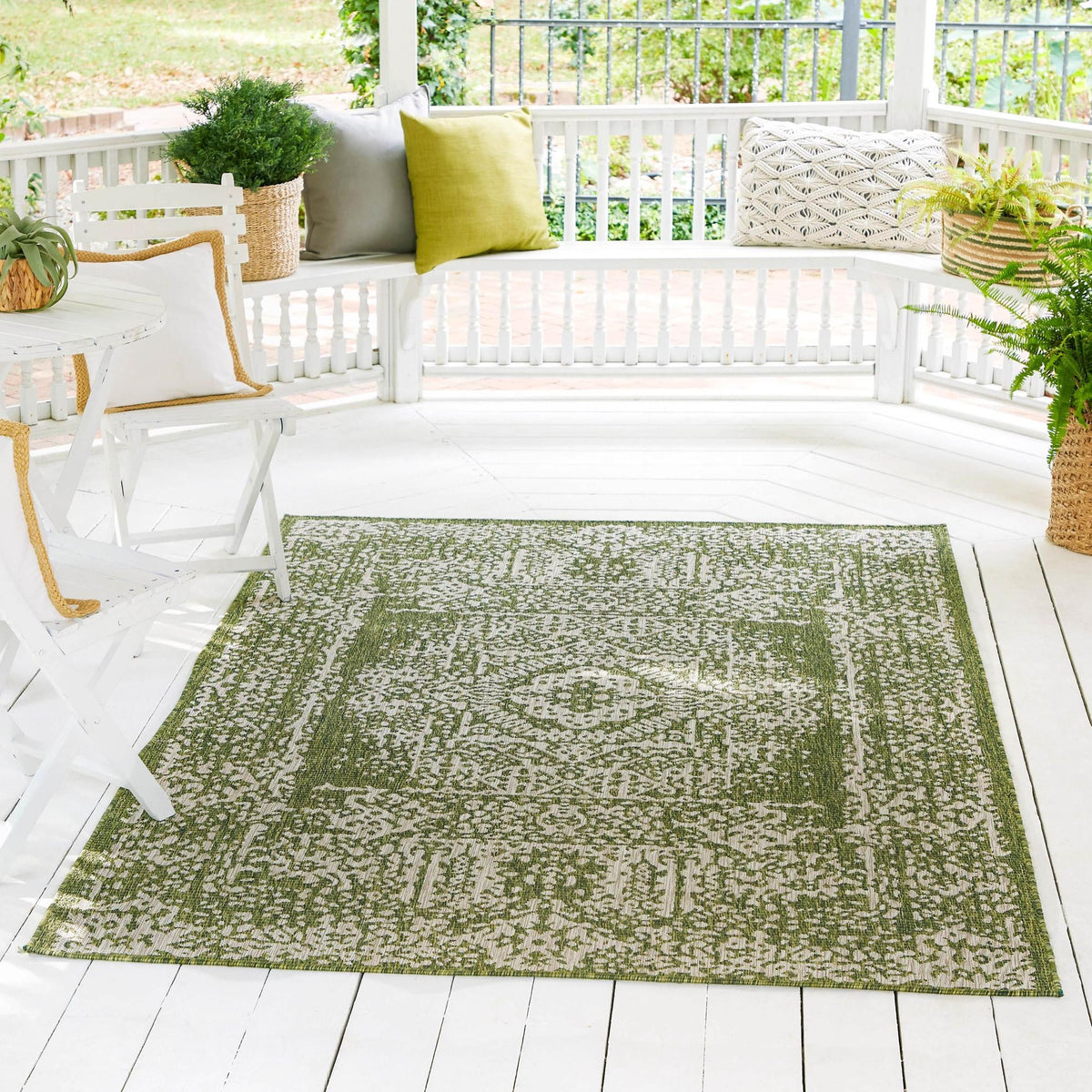Patio Heritage Collection Area Rug - Savannah (Green) Rectangle Green  lifestyle 16