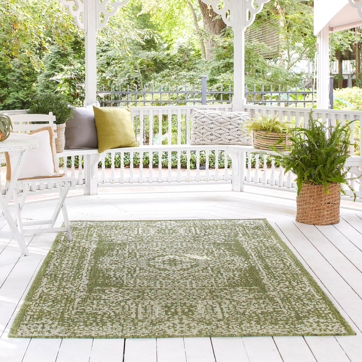 Patio Heritage Collection Area Rug - Savannah (Green) Rectangle Green  lifestyle 17