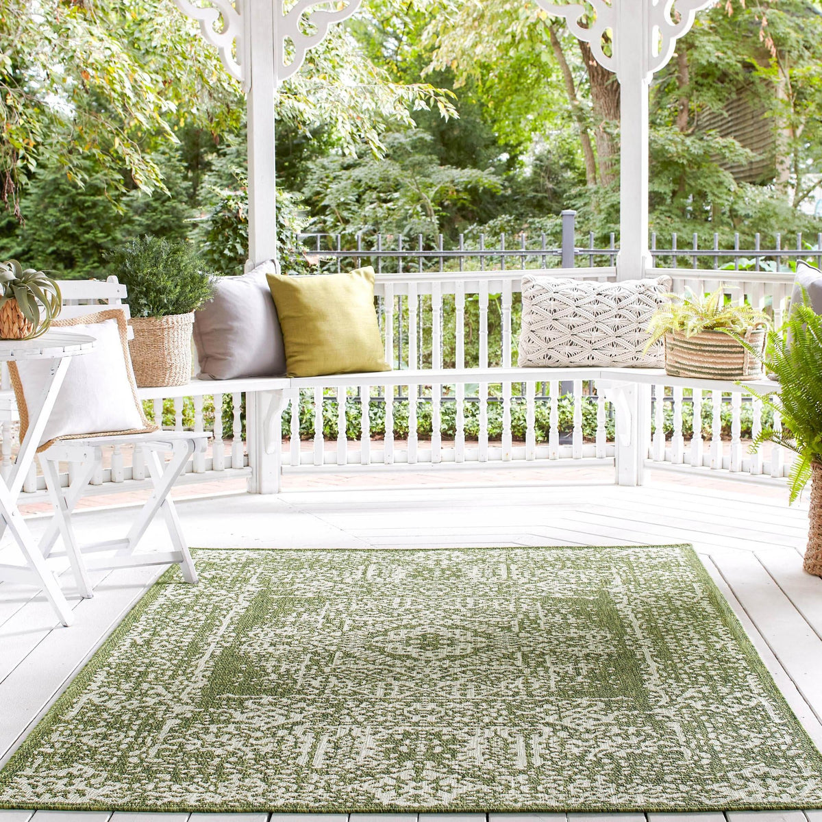 Patio Heritage Collection Area Rug - Savannah (Green) Rectangle Green  lifestyle 18