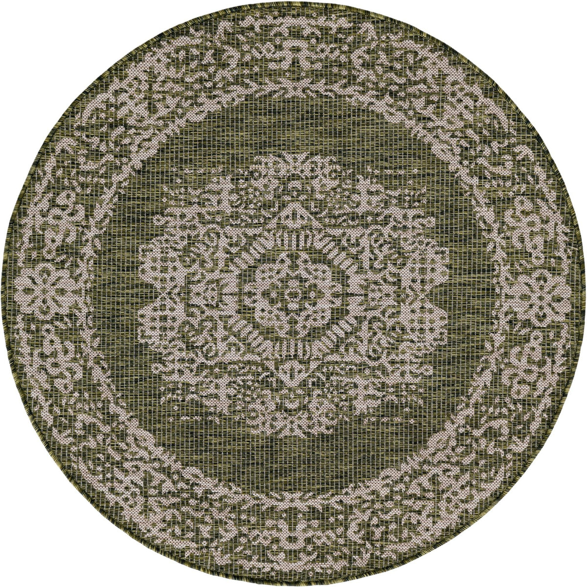 Patio Heritage Collection Area Rug - Savannah (Green) Round Green  lifestyle 19
