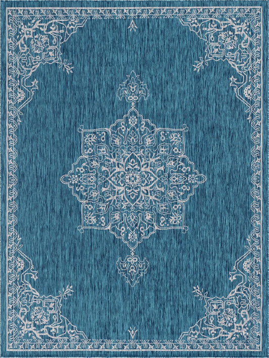 Patio Heritage Collection Area Rug -  Charleston (Teal) Rectangle Teal Main