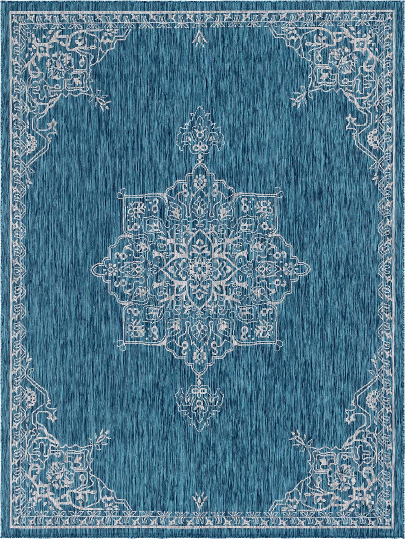 Patio Heritage Collection Area Rug -  Charleston (Teal) Rectangle Teal Main