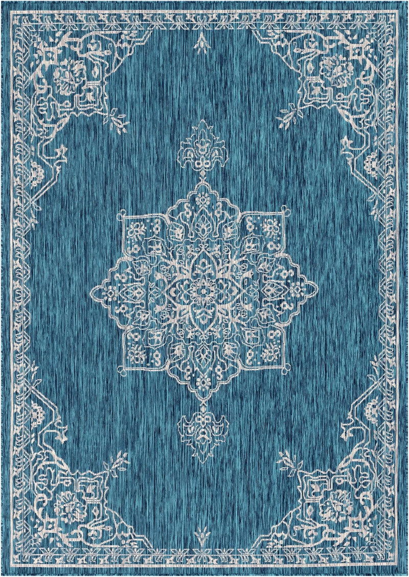 Patio Heritage Collection Area Rug -  Charleston (Teal) Rectangle Teal  lifestyle 2