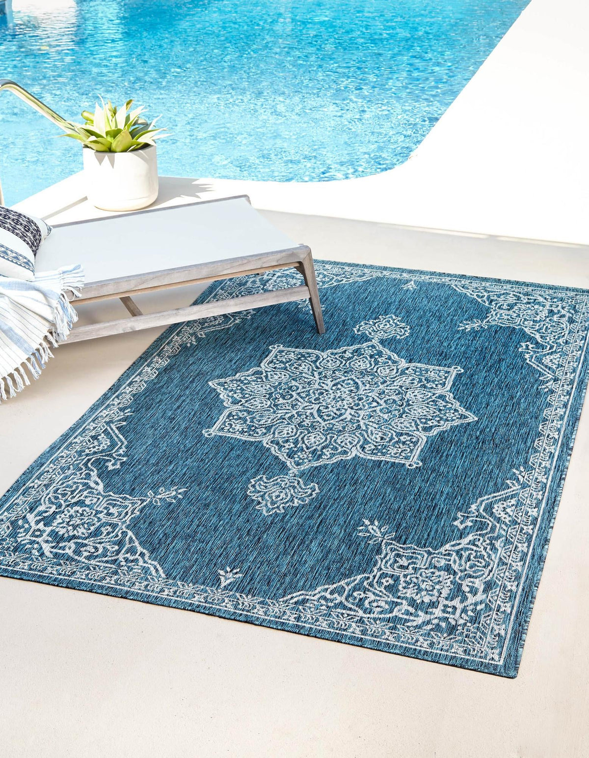Patio Heritage Collection Area Rug -  Charleston (Teal) Rectangle Teal  lifestyle 2