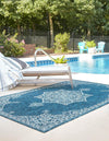 Patio Heritage Collection Area Rug -  Charleston (Teal) Rectangle Teal  lifestyle 3