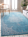 Patio Heritage Collection Area Rug -  Charleston (Teal) Rectangle Teal  lifestyle 4