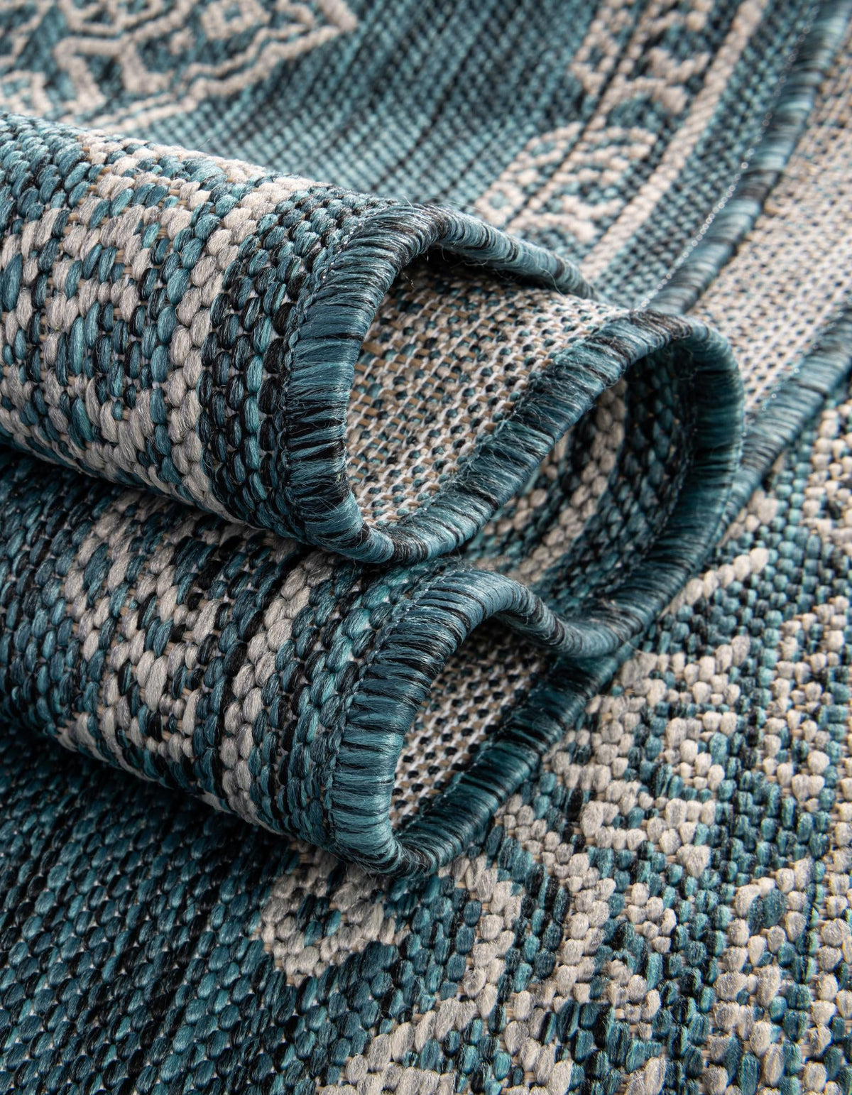 Patio Heritage Collection Area Rug -  Charleston (Teal) Rectangle Teal  lifestyle 13