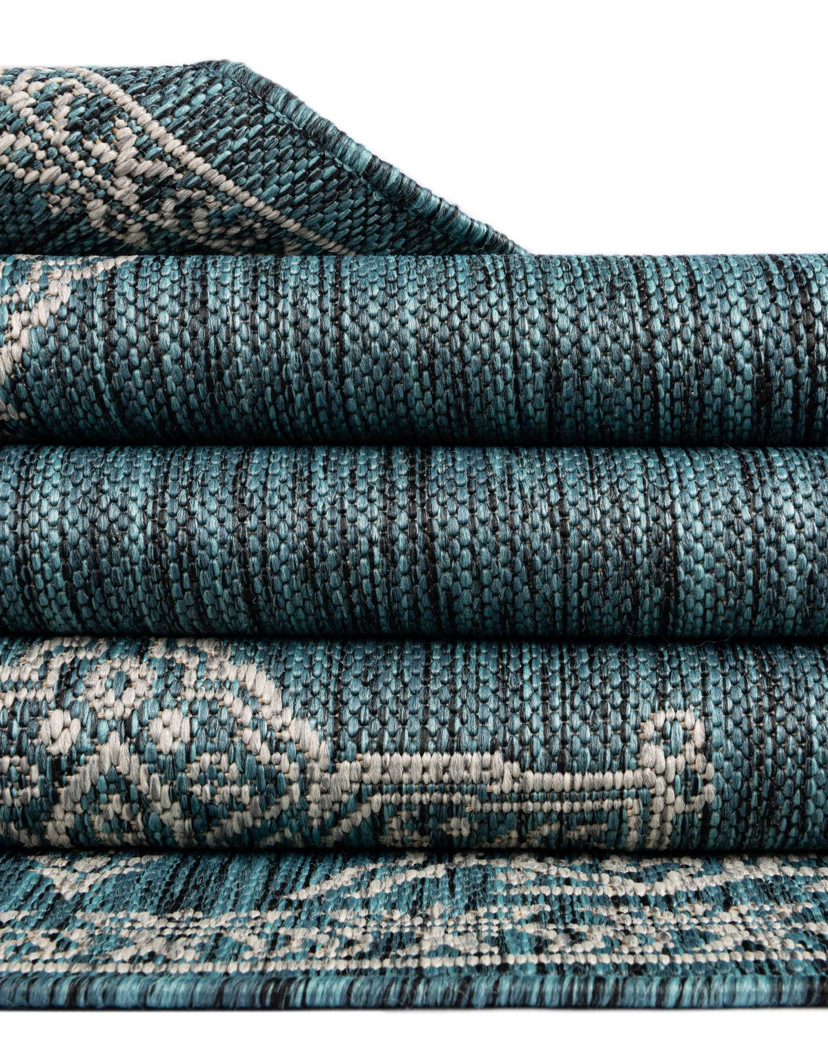 Patio Heritage Collection Area Rug -  Charleston (Teal) Rectangle Teal  lifestyle 14