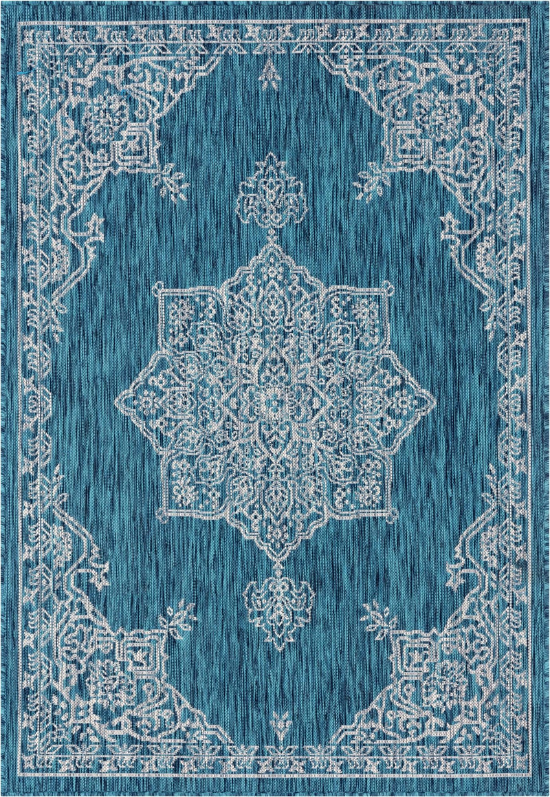 Patio Heritage Collection Area Rug -  Charleston (Teal) Rectangle Teal  lifestyle 3