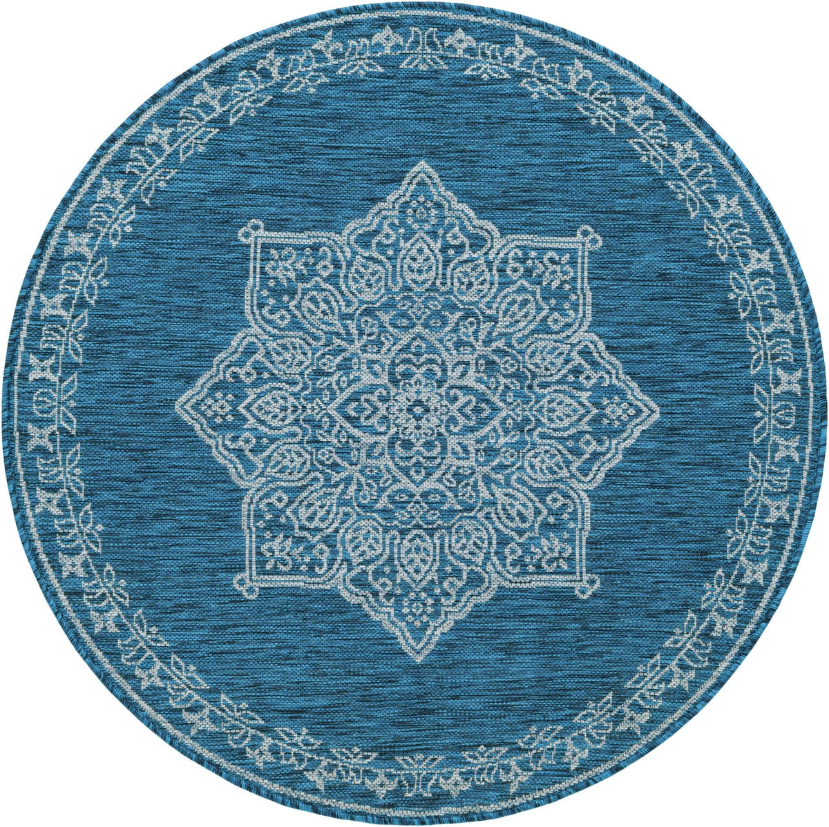Patio Heritage Collection Area Rug -  Charleston (Teal) Round Teal  lifestyle 56