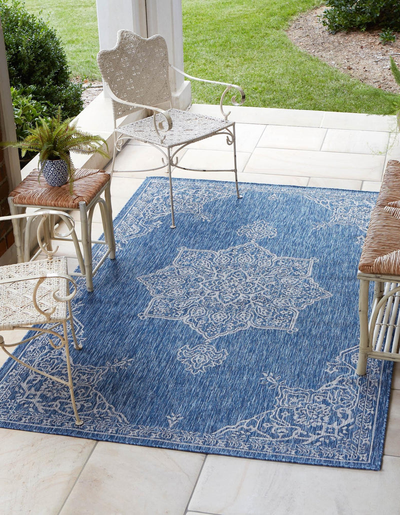 Patio Heritage Collection Area Rug -  Charleston (Blue) Rectangle Blue  lifestyle 2