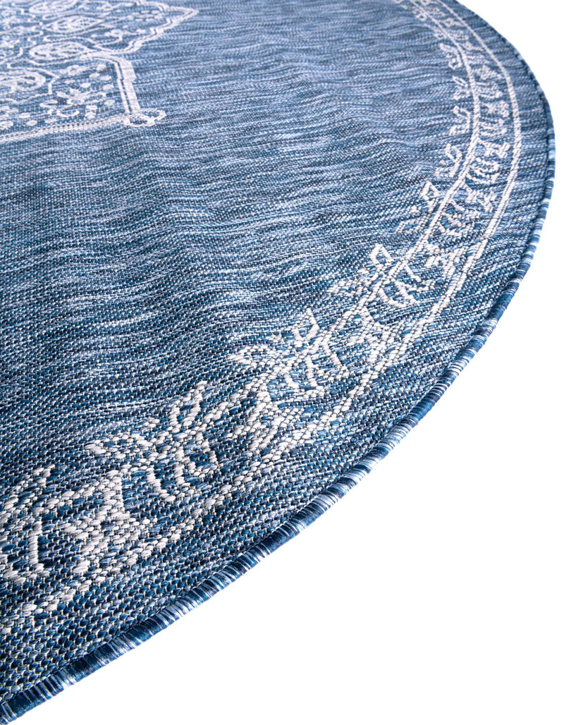 Patio Heritage Collection Area Rug -  Charleston (Blue) Round Blue  lifestyle 26