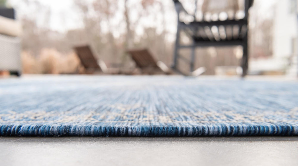 Patio Heritage Collection Area Rug -  Charleston (Blue) Round Blue  lifestyle 35