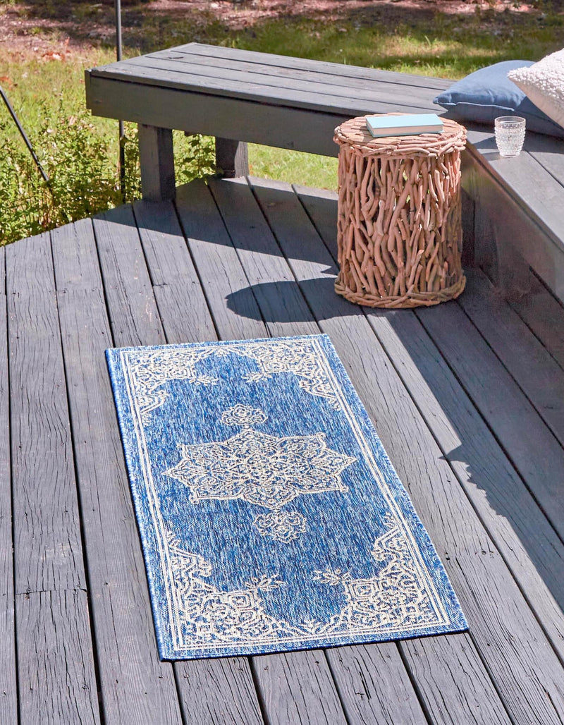 Patio Heritage Collection Area Rug -  Charleston (Blue) Runner Blue  lifestyle 16