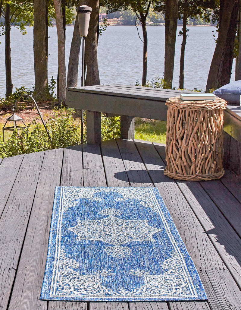 Patio Heritage Collection Area Rug -  Charleston (Blue) Runner Blue  lifestyle 19