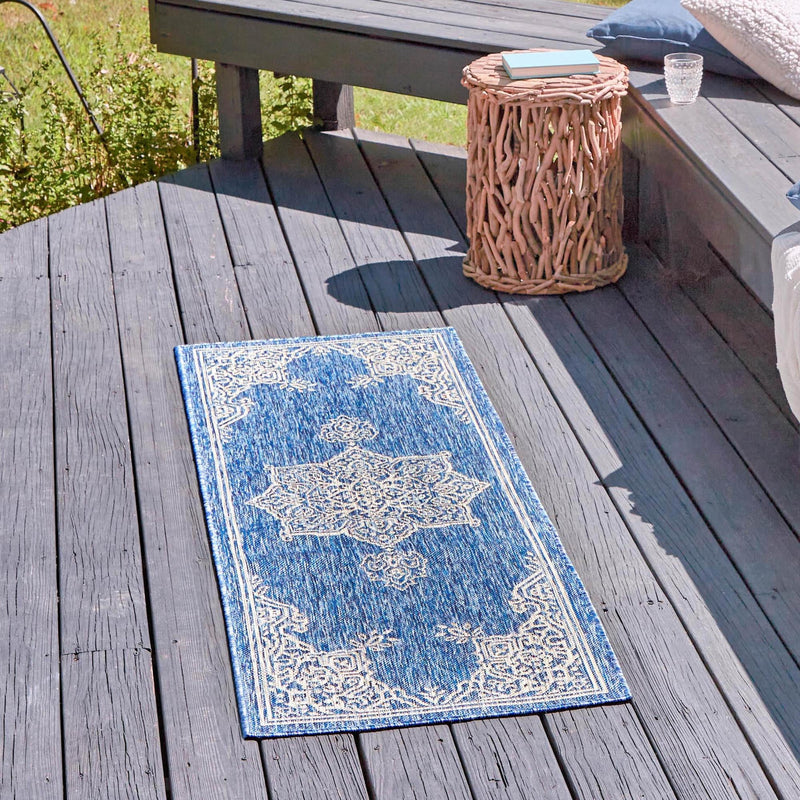 Patio Heritage Collection Area Rug -  Charleston (Blue) Runner Blue  lifestyle 33
