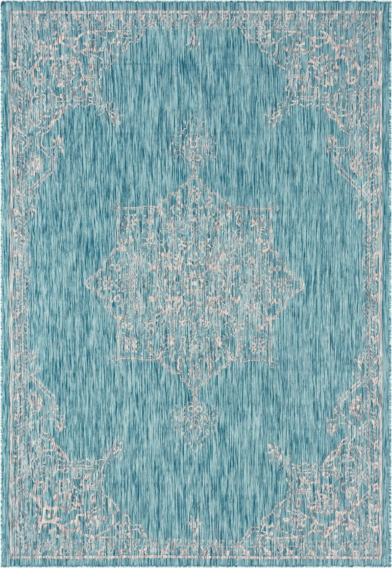 Patio Heritage Collection Area Rug -  Charleston (Light Aqua) Rectangle Light Aqua  lifestyle 3