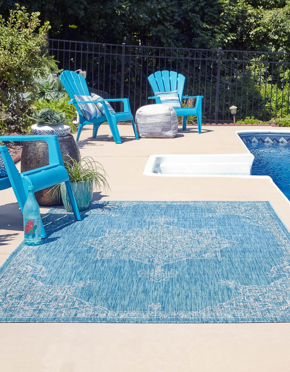 Patio Heritage Collection Area Rug -  Charleston (Light Aqua) Rectangle Light Aqua  lifestyle 3