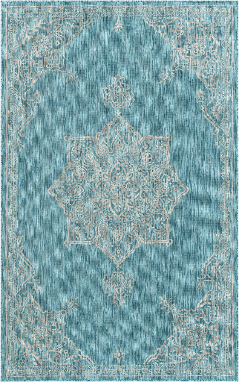Patio Heritage Collection Area Rug -  Charleston (Light Aqua) Rectangle Light Aqua  lifestyle 2