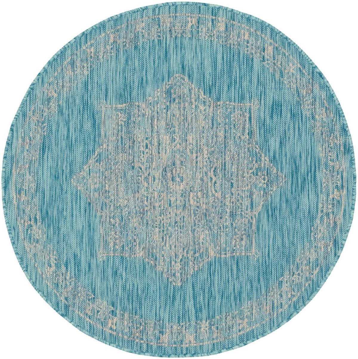 Patio Heritage Collection Area Rug -  Charleston (Light Aqua) Round Light Aqua  lifestyle 47
