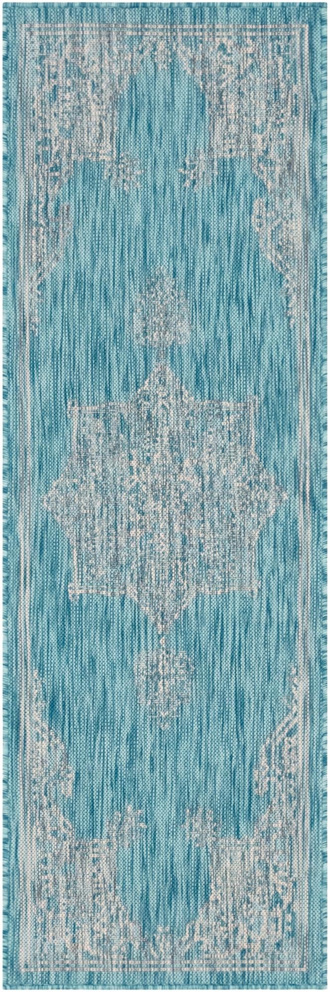 Patio Heritage Collection Area Rug -  Charleston (Light Aqua) Runner Light Aqua  lifestyle 48