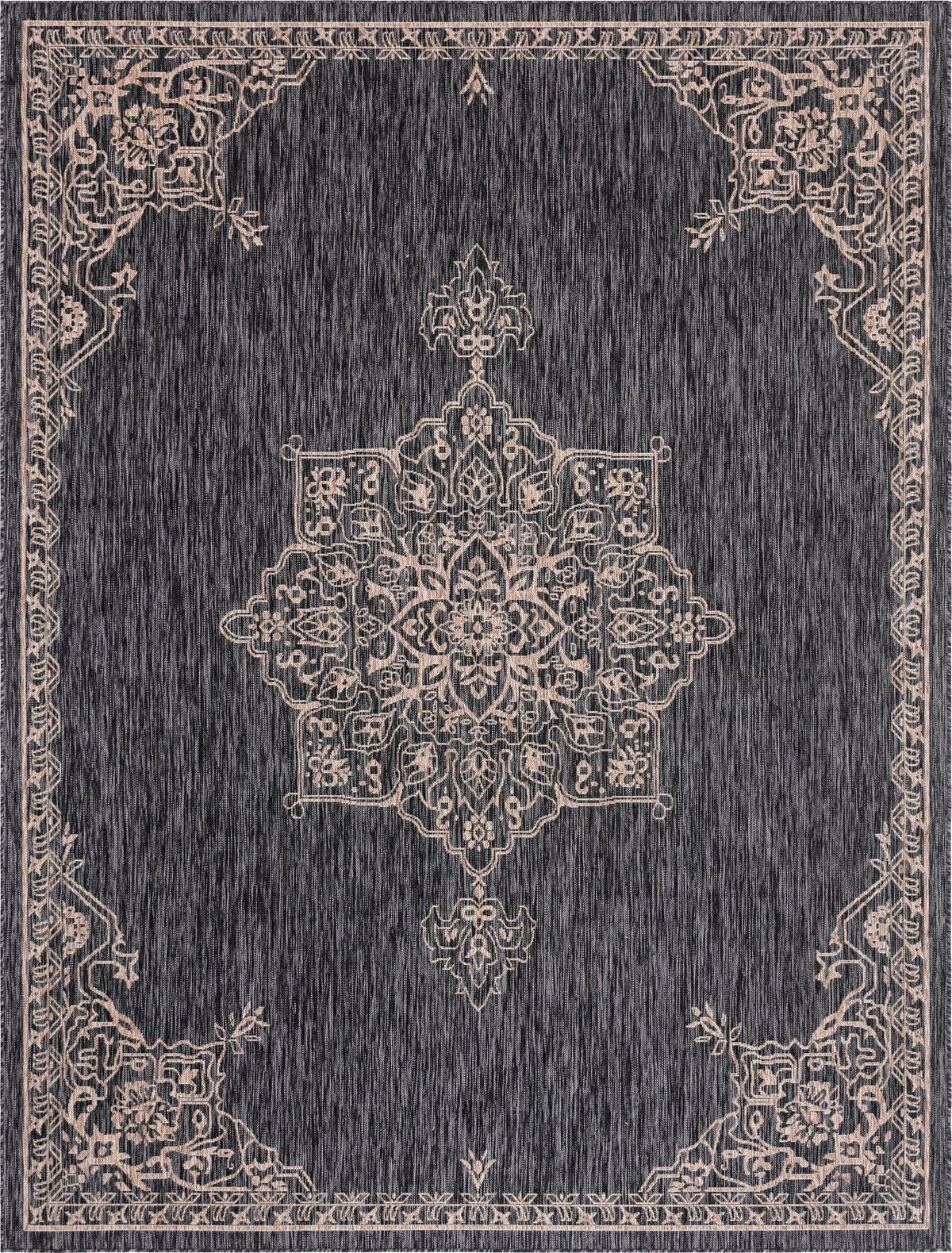 Patio Heritage Collection Area Rug -  Charleston (Charcoal Gray) Rectangle Charcoal Gray Main
