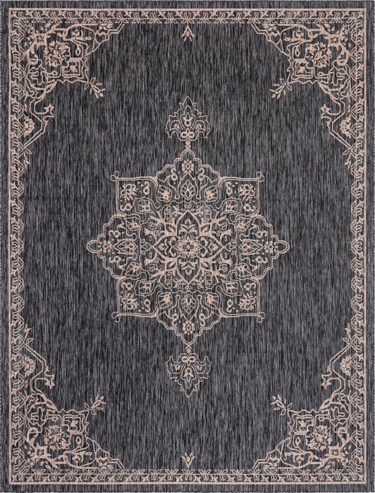 Patio Heritage Collection Area Rug -  Charleston (Charcoal Gray) Rectangle Charcoal Gray Main