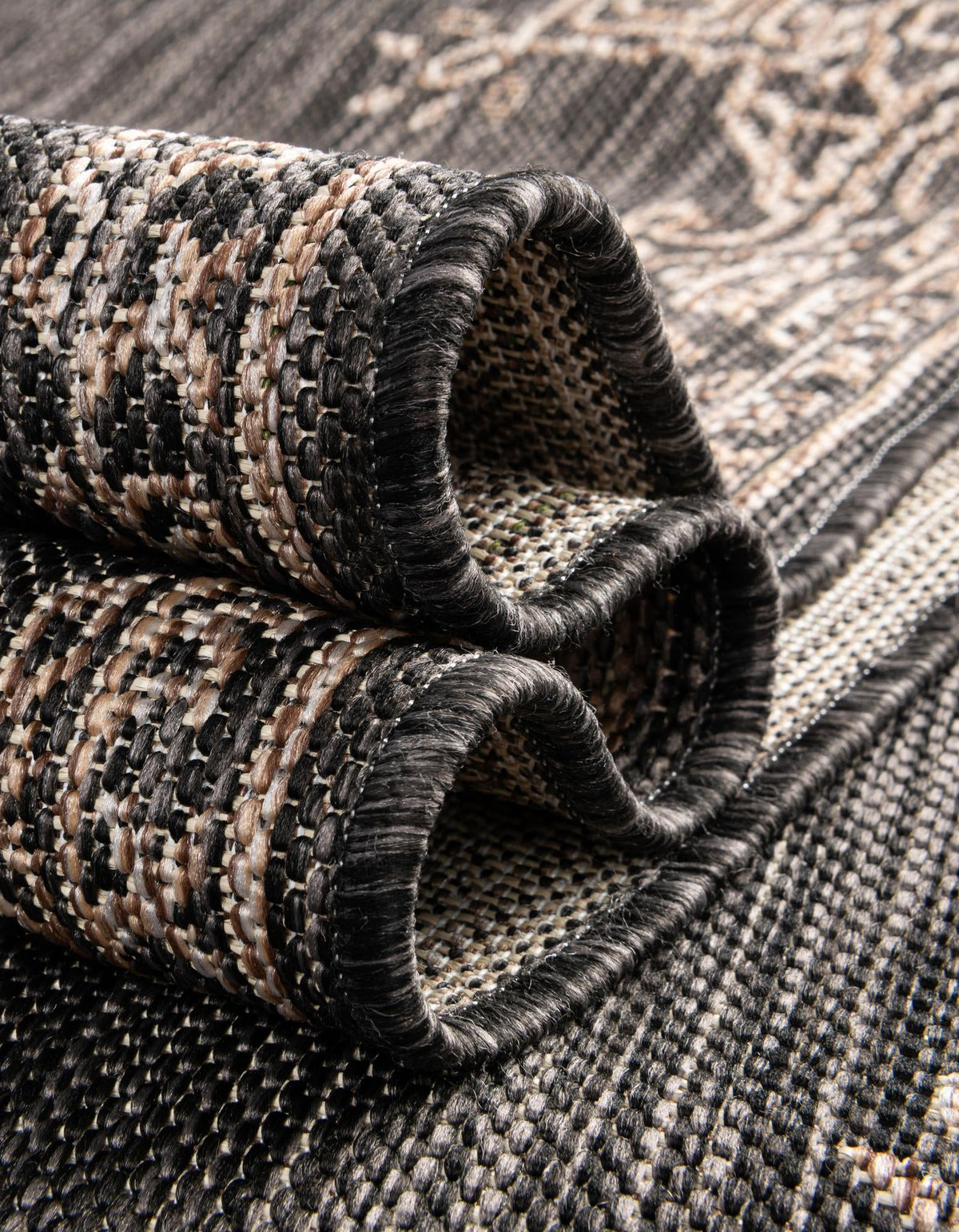 Patio Heritage Collection Area Rug -  Charleston (Charcoal Gray) Rectangle Charcoal Gray  lifestyle 13