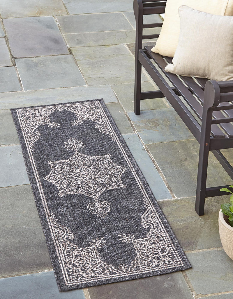 Patio Heritage Collection Area Rug -  Charleston (Charcoal Gray) Runner Charcoal Gray  lifestyle 17