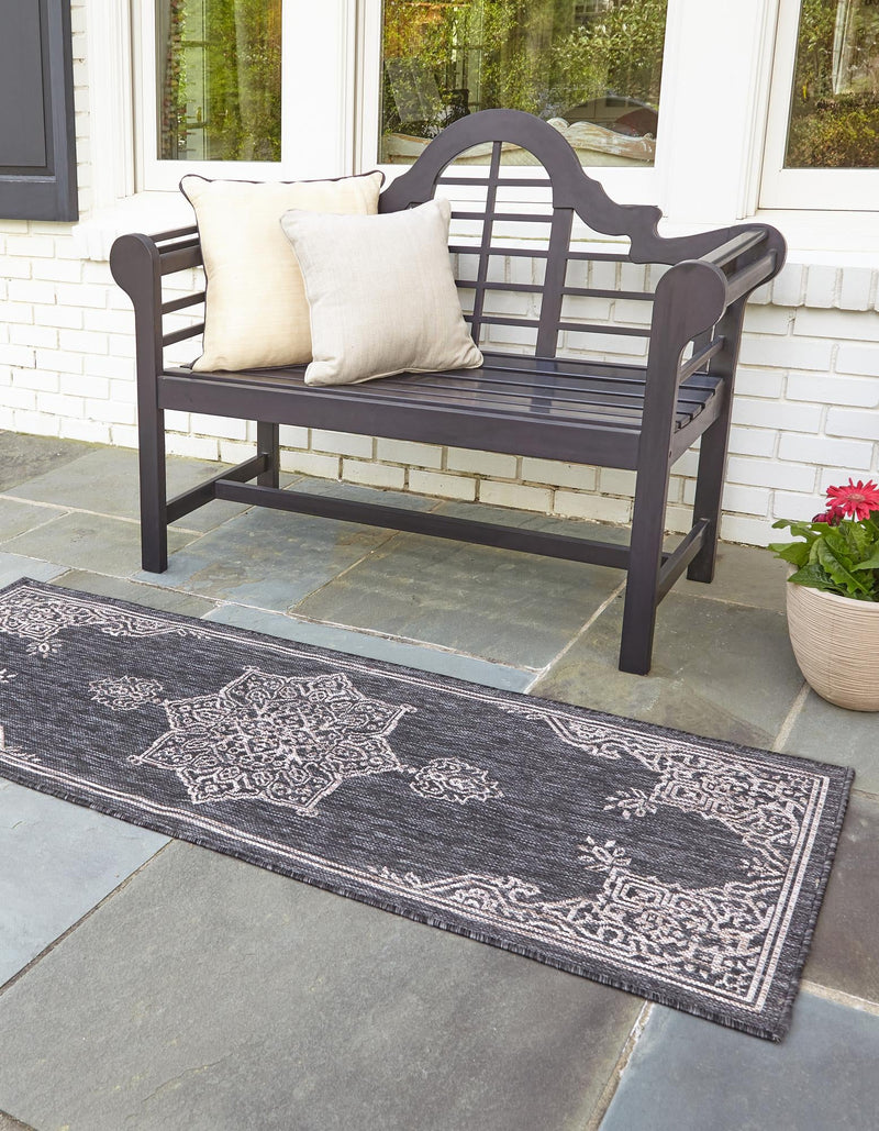 Patio Heritage Collection Area Rug -  Charleston (Charcoal Gray) Runner Charcoal Gray  lifestyle 20