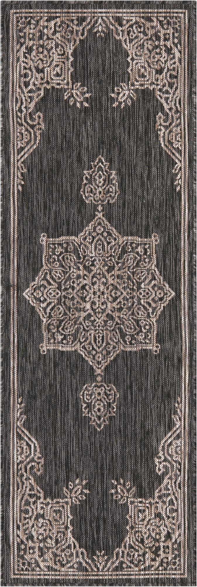 Patio Heritage Collection Area Rug -  Charleston (Charcoal Gray) Runner Charcoal Gray  lifestyle 47