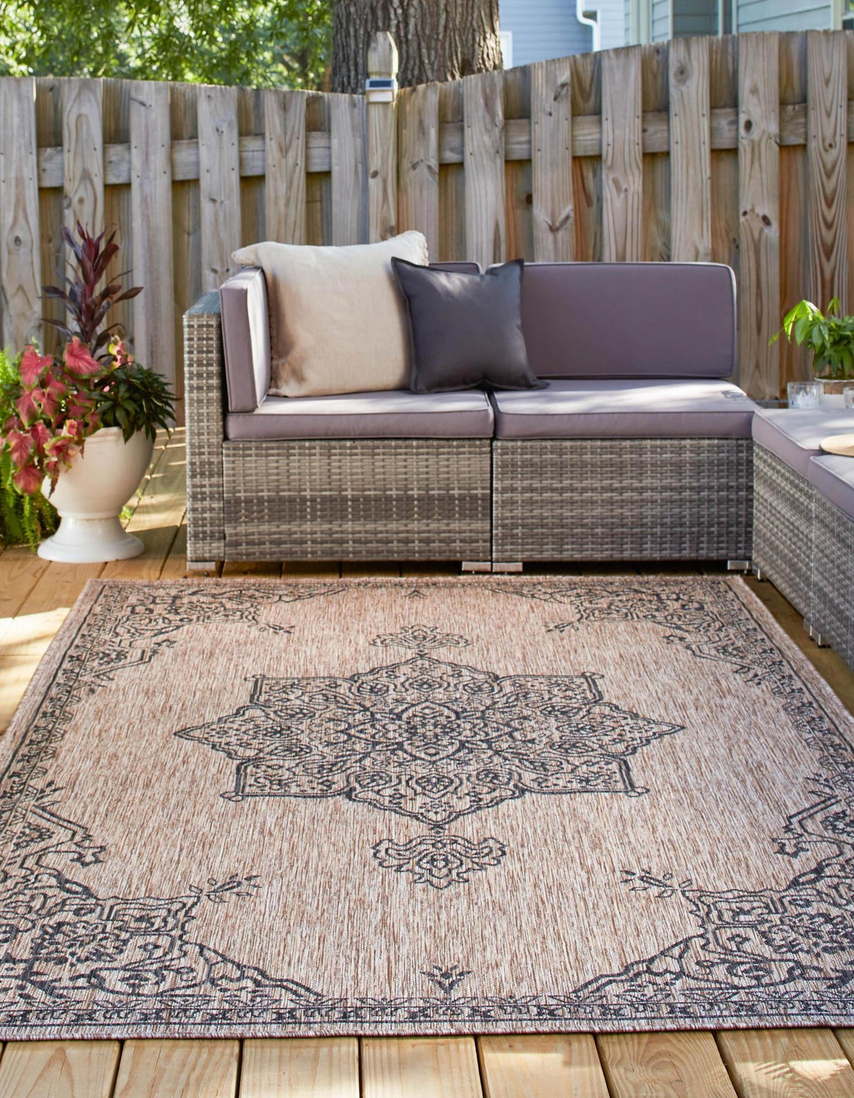 Patio Heritage Collection Area Rug -  Charleston (Beige) Rectangle Beige  lifestyle 3
