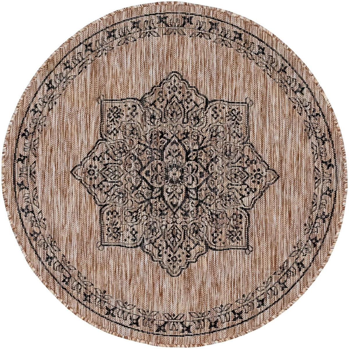 Patio Heritage Collection Area Rug -  Charleston (Beige) Round Beige  lifestyle 48