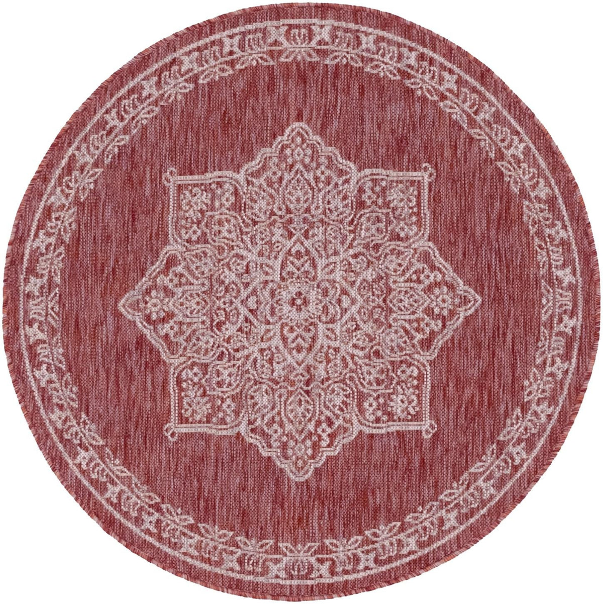 Patio Heritage Collection Area Rug -  Charleston (Rust Red) Round Rust Red  lifestyle 42
