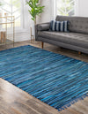 Indigo Weave Cotton Collection Area Rug - Santorini (Navy Blue) Rectangle Navy Blue  lifestyle 3